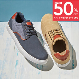 Save up to 50% off selected men's footwear 